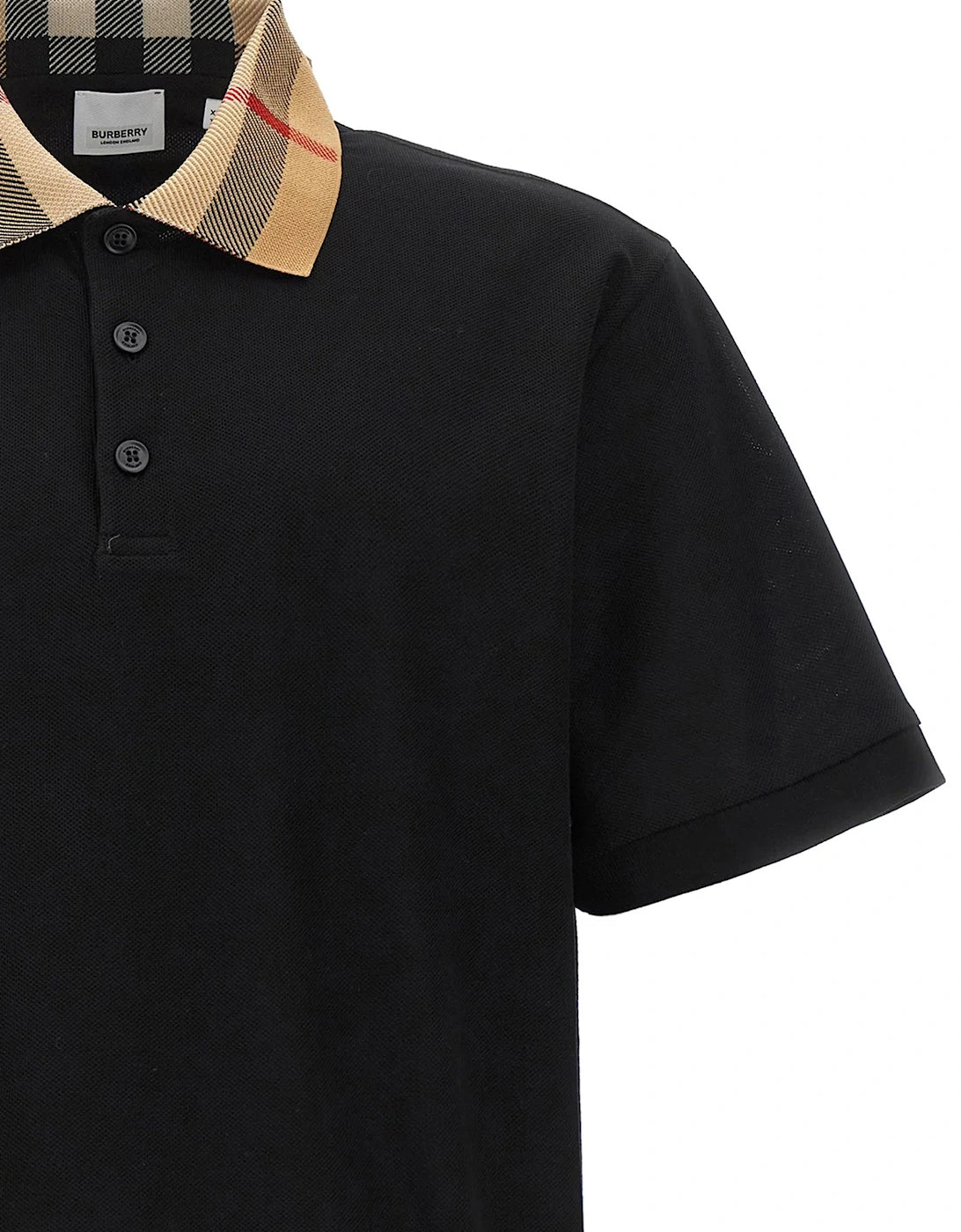 Burberry vintage check print collar polo shirt in black