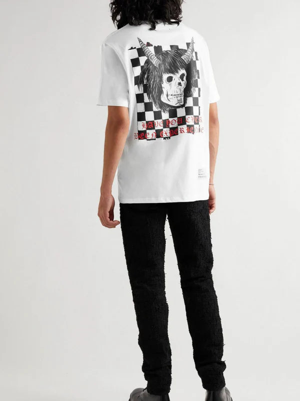 AMIRI X WES LANG CHECKER SKULL TEE WHITE