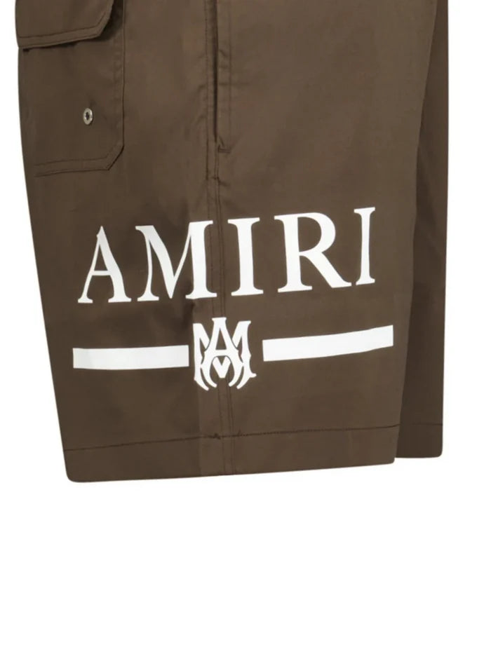 AMIRI MA BAR LOGO SWIM SHORTS BROWN