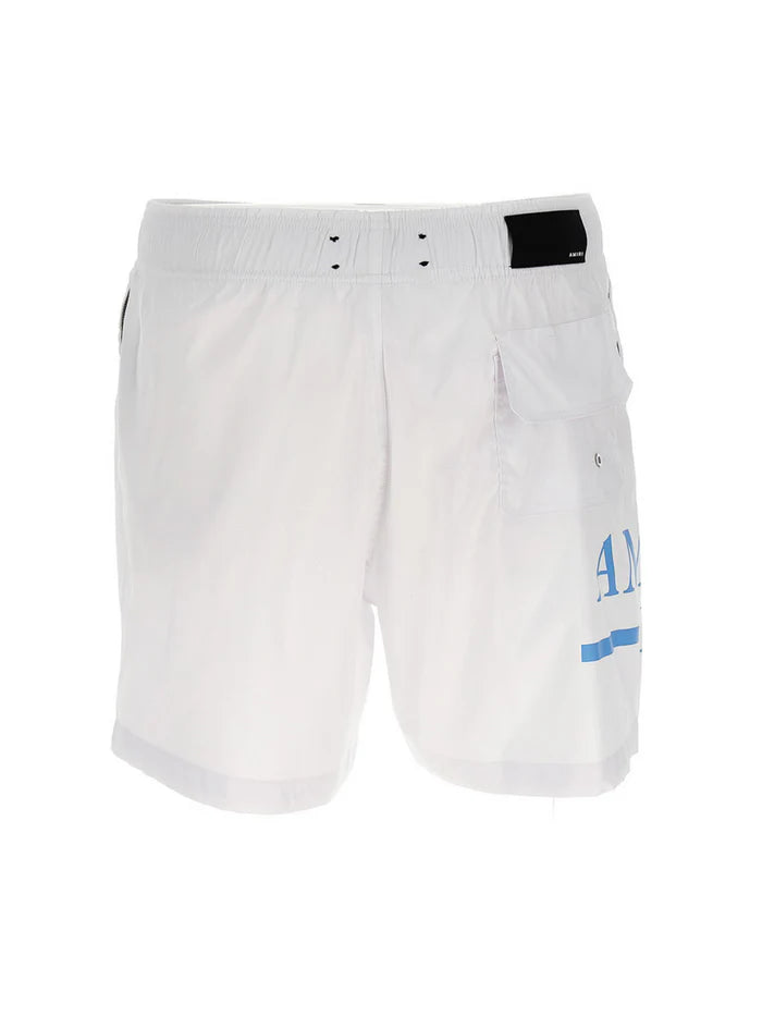 AMIRI MA BAR LOGO SWIM SHORTS WHITE