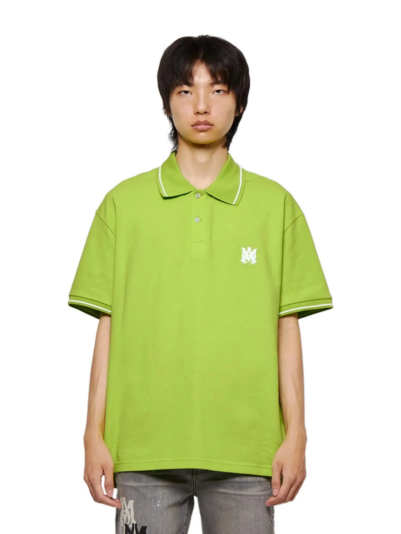 AMIRI SOLID SHORT SLEEVE MA LOGO POLO LIME