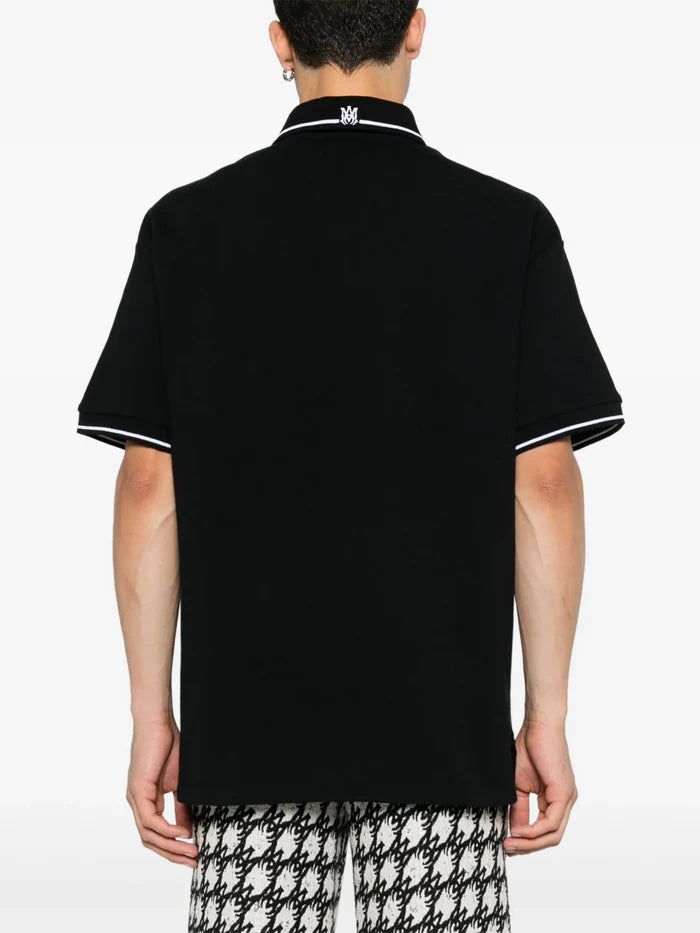 AMIRI SOLID SHORT SLEEVE MA LOGO POLO BLACK
