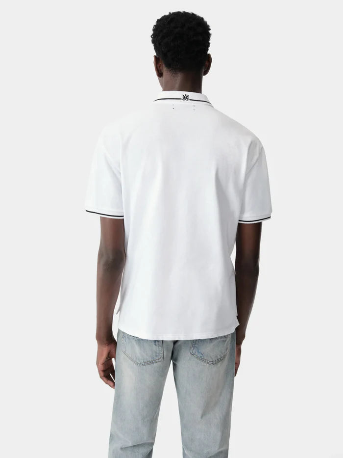 AMIRI SOLID SHORT SLEEVE MA LOGO POLO WHITE