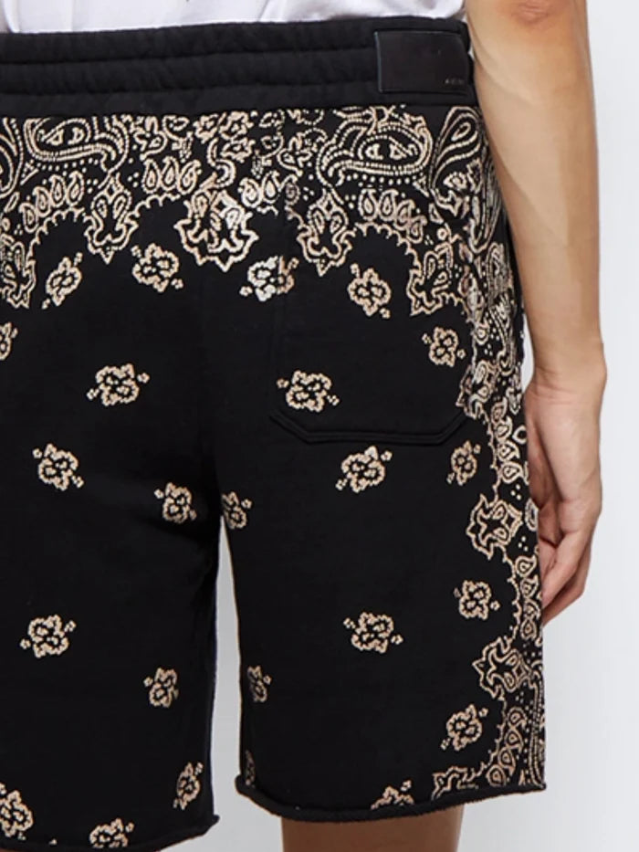 AMIRI BANDANA BLEACH SHORTS BLACK