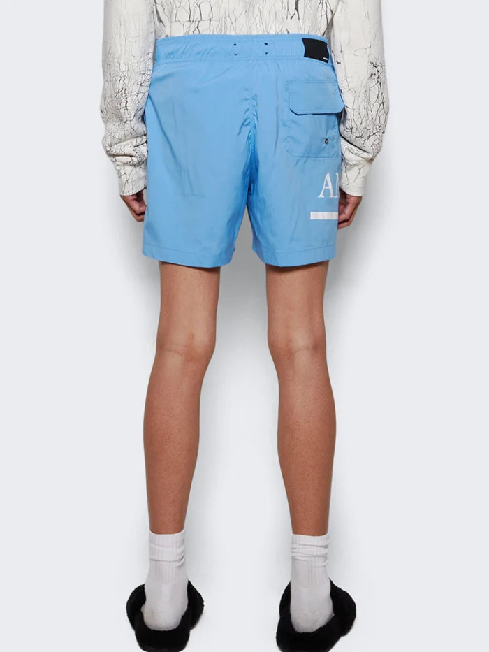 AMIRI MA BAR LOGO SWIM SHORTS BLUE