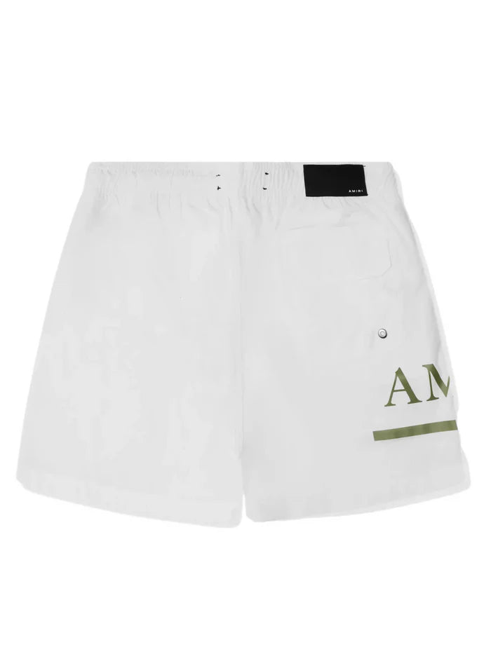 AMIRI MA BAR LOGO SWIMSHORTS WHITE KHAKI