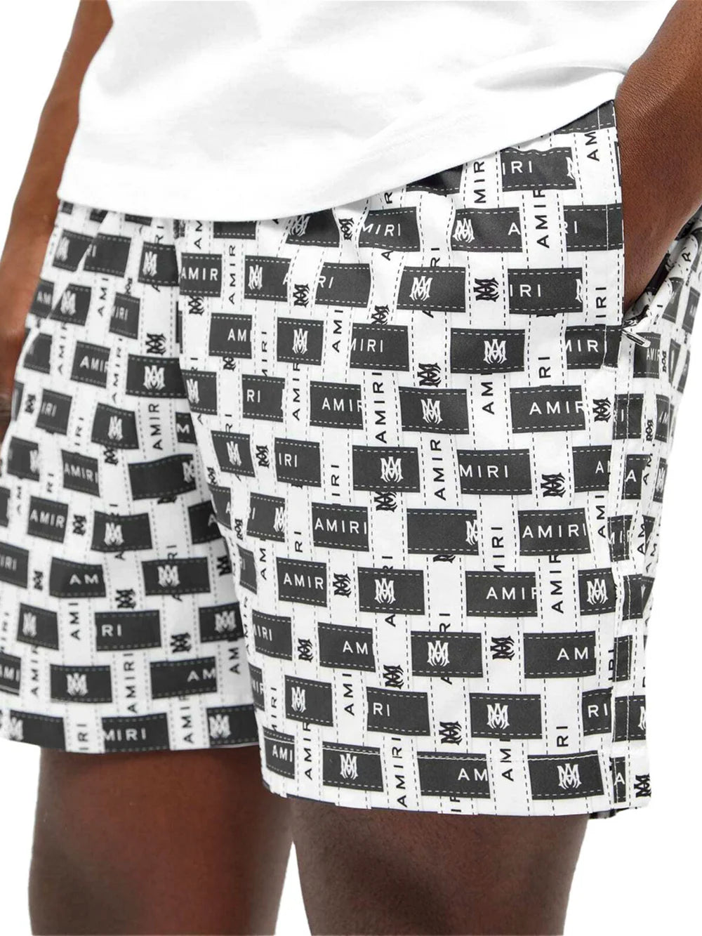 AMIRI INTERWEAVE SWIM SHORTS BLACK WHITE