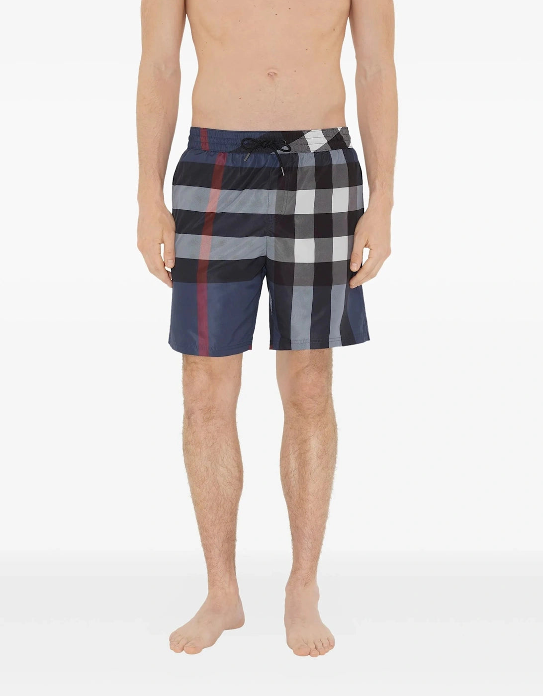 Burberry check swim shorts in navy blue