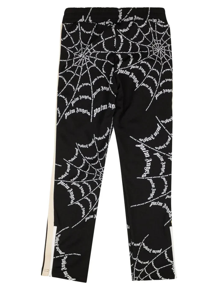PALM ANGELS SPIDER WEB TRACK PANTS BLACK