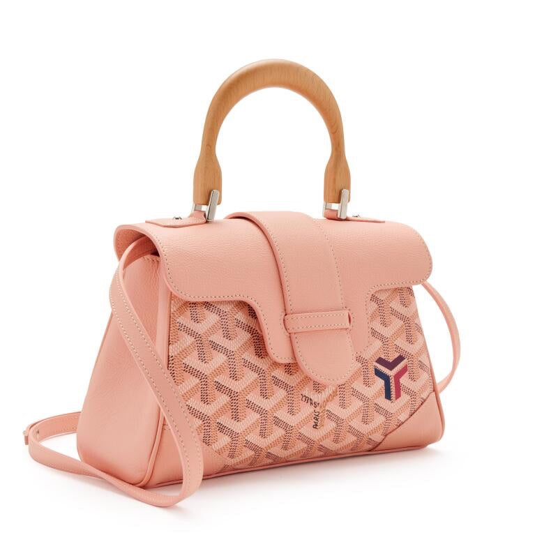 Goyard Pink and White Goyardine Canvas & chevroches Mini Bag