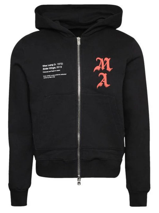 AMIRI X WES LANG SOLAR KINGS ZIP HOODIE BLACK RED
