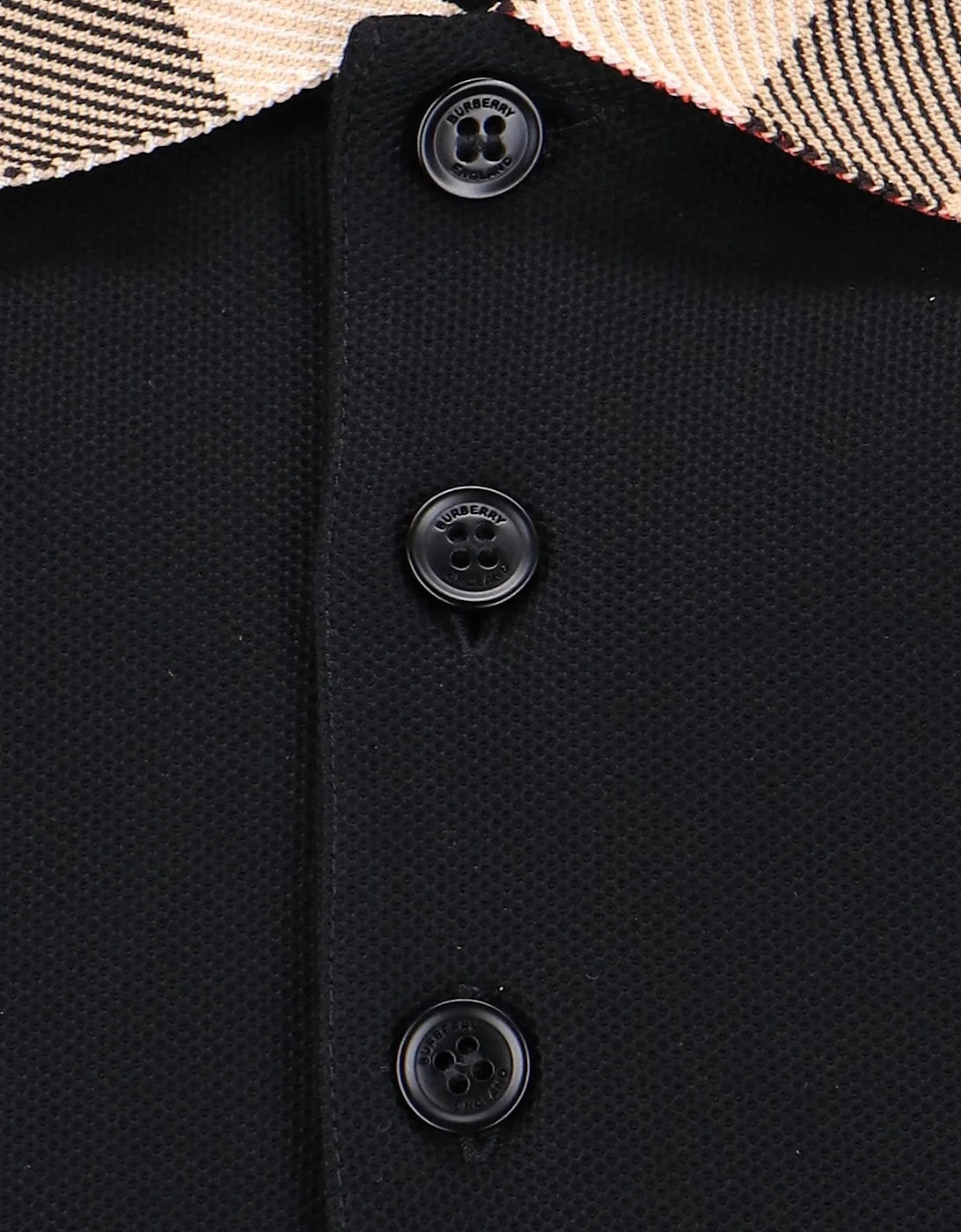 Burberry vintage check print collar polo shirt in black