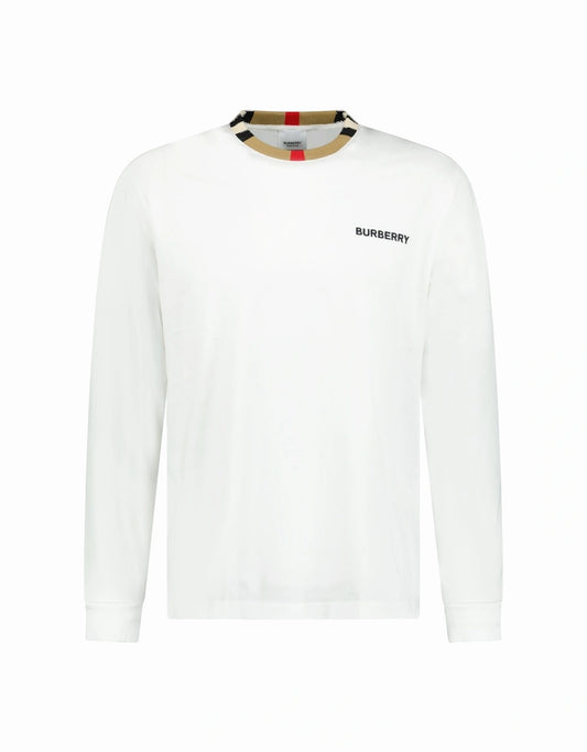 Burberry 'jayson' check long sleeve t-shirt white
