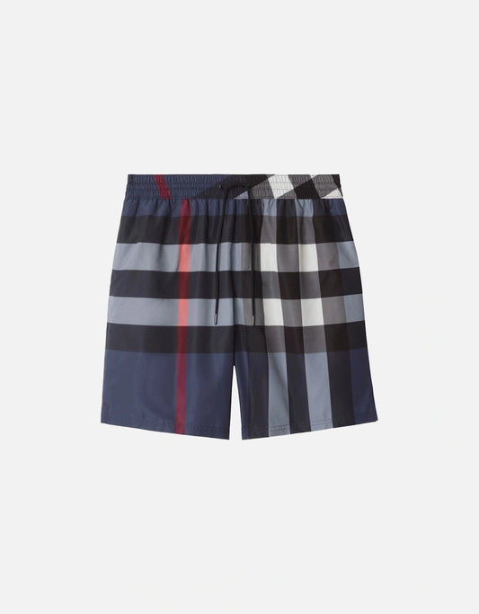 Burberry check swim shorts in navy blue