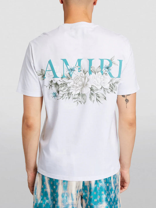 AMIRI FLORAL LOGO TEE WHITe