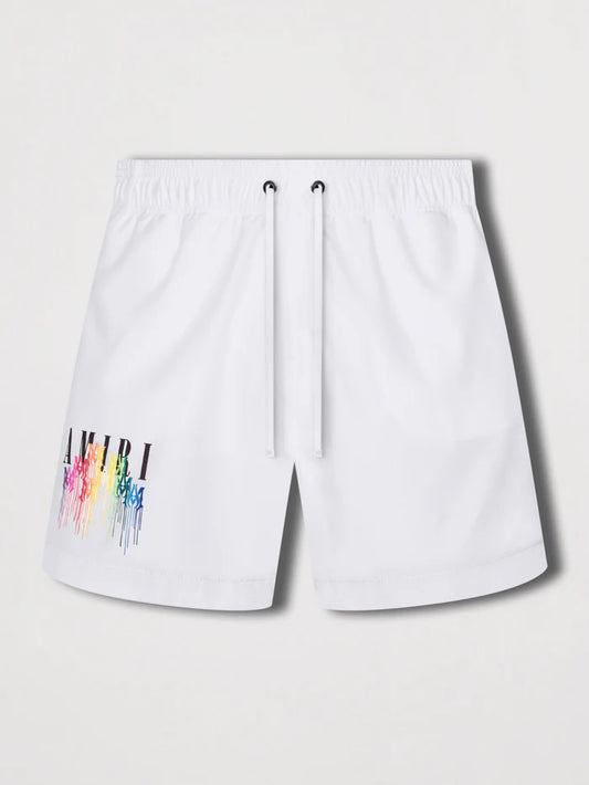 AMIRI MA DRIP SWIM SHORTS WHITE