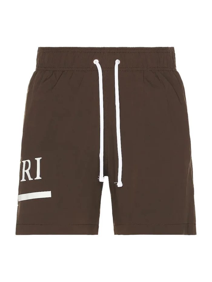 AMIRI MA BAR LOGO SWIM SHORTS BROWN