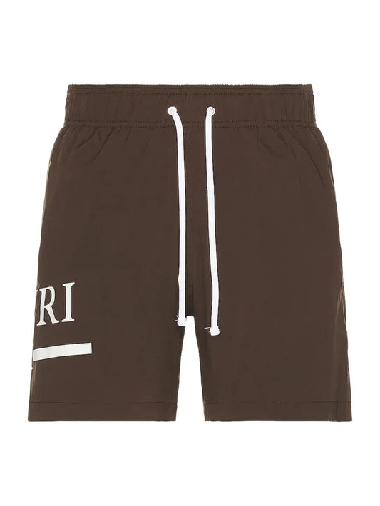 AMIRI MA BAR LOGO SWIM SHORTS BROWN