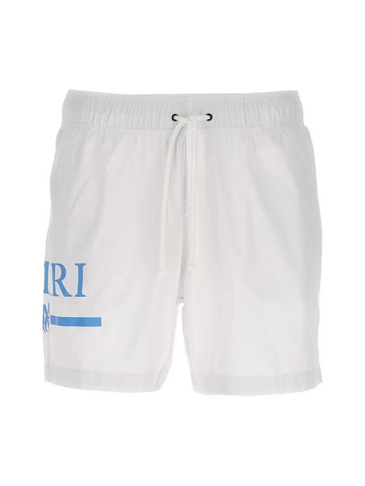 AMIRI MA BAR LOGO SWIM SHORTS WHITE