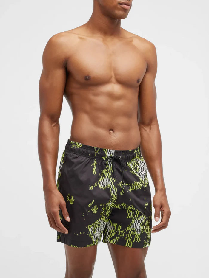 AMIRI CAMO MILITARY SWIM SHORTS BLACK