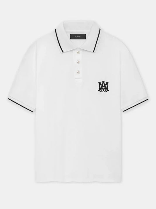 AMIRI SOLID SHORT SLEEVE MA LOGO POLO WHITE