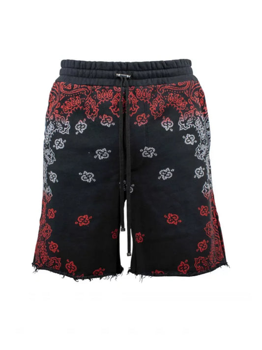 AMIRI BANDANA BLEACH SHORTS RED / WHITE