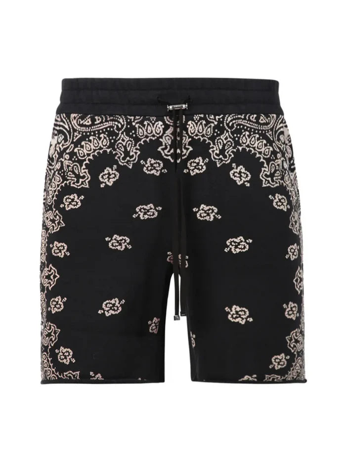 AMIRI BANDANA BLEACH SHORTS BLACK