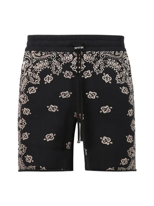 AMIRI BANDANA BLEACH SHORTS BLACK