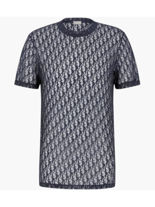 DIOR OBLIQUE SHEER TEE NAVY