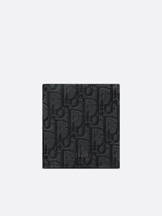 DIOR OBLIQUE VERTICAL BIFOLD WALLET BLACK
