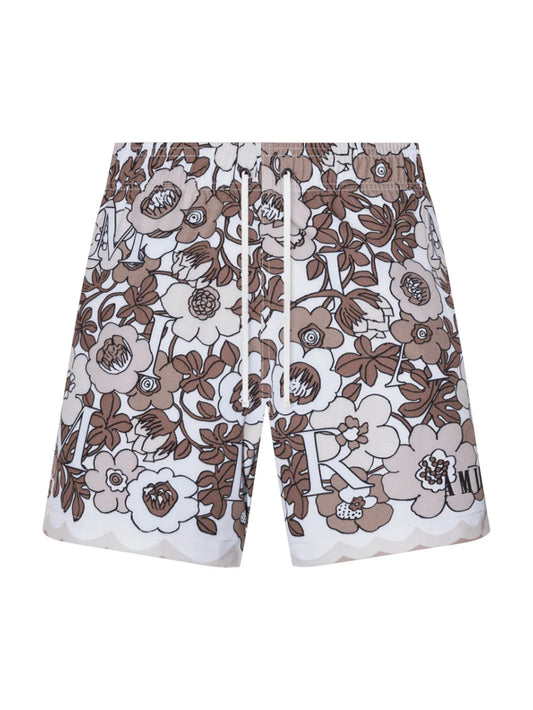 AMIRI FLOWER SWIM SHORTS BROWN