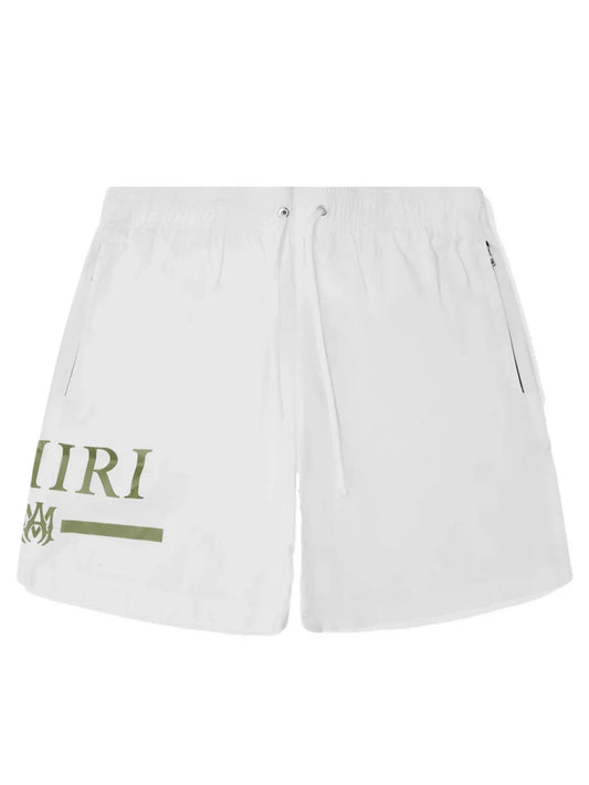 AMIRI MA BAR LOGO SWIMSHORTS WHITE KHAKI
