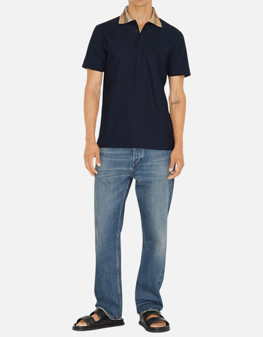 Burberry mens polo shirts classic check collar casual cotton golf polo tee