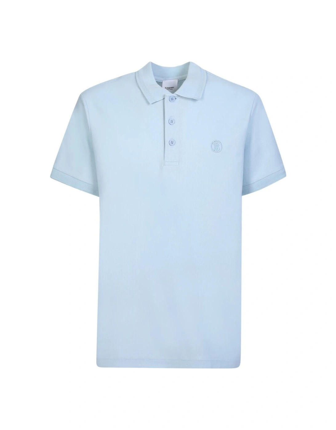 Burberry branded circle logo sky blue polo shirt