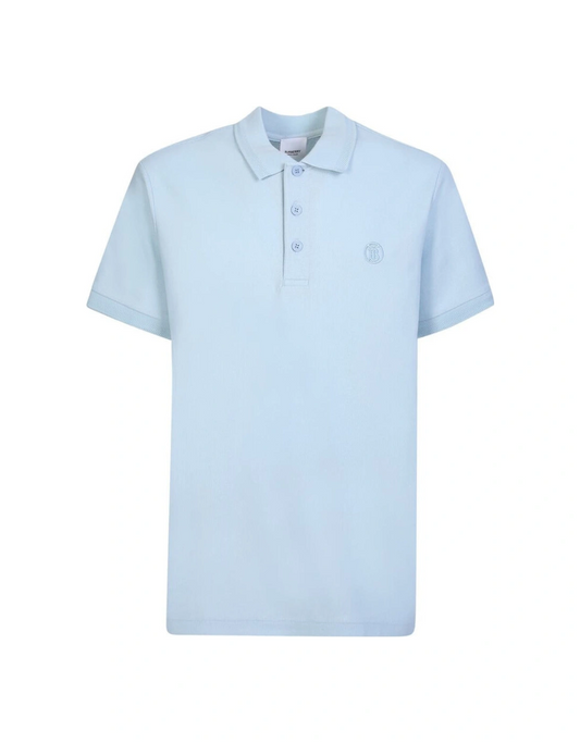 Burberry branded circle logo sky blue polo shirt