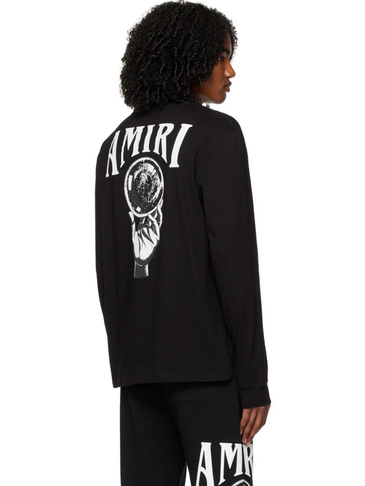 AMIRI CRYSTAL BALL LONG SLEEVE TEE BLACK
