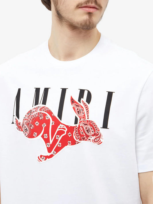 AMIRI CNY RABBIT LOGO TEE WHITE