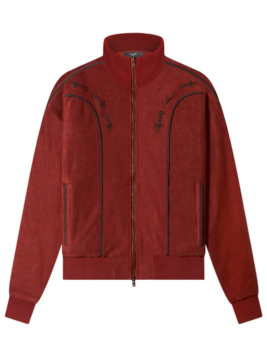 AMIRI JOHNNY VELOUR TRACK JACKET CLAY
