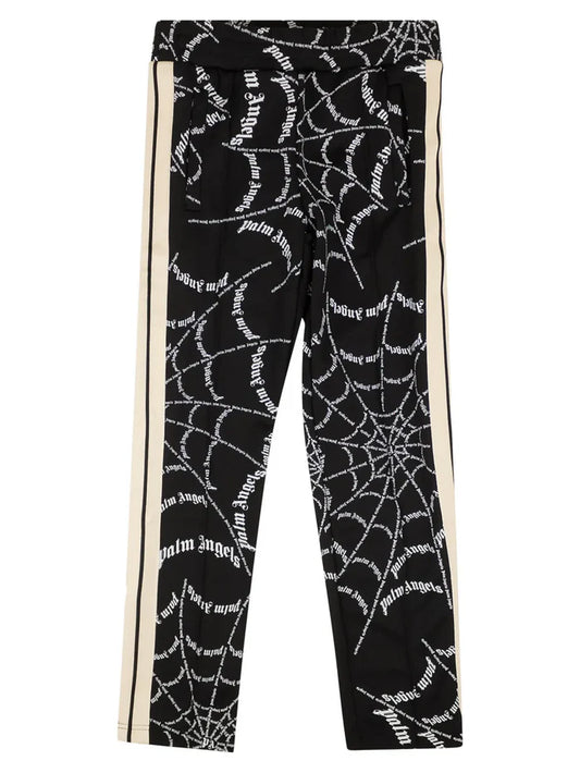 PALM ANGELS SPIDER WEB TRACK PANTS BLACK